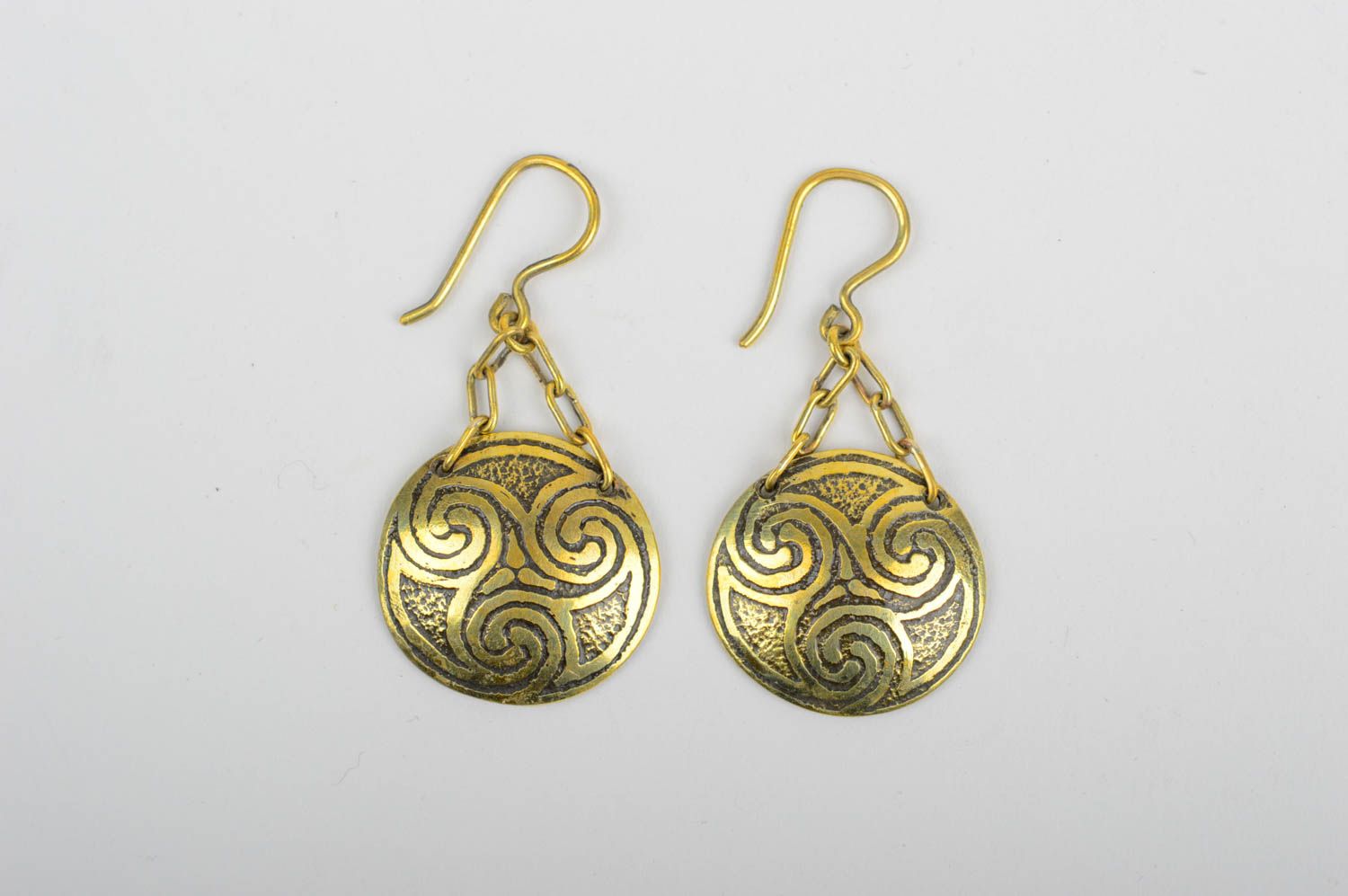 Long handmade metal earrings brass earrings costume jewelry designs gift ideas photo 1