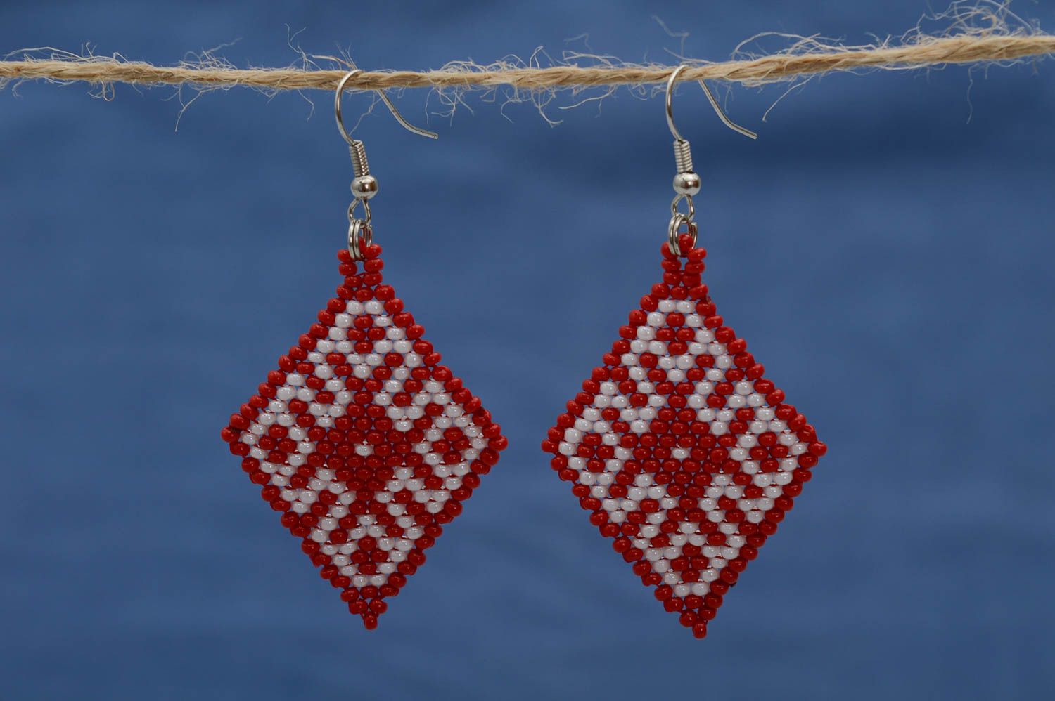 Handmade bead earrings long earrings with charms seed beads accessories photo 1