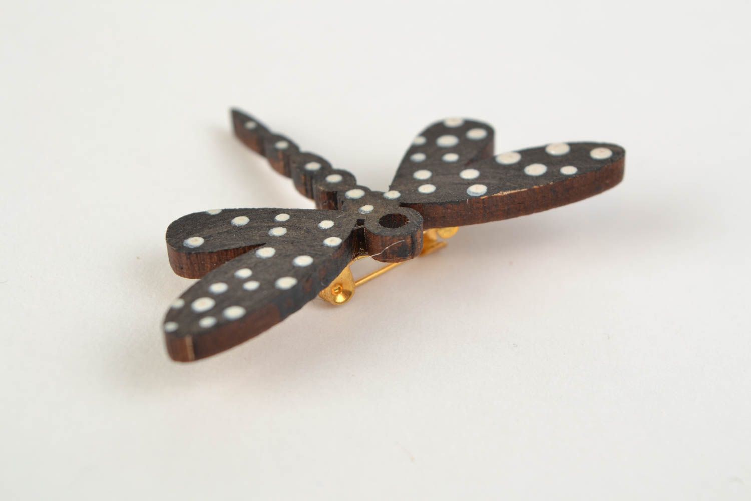 Holz Brosche Libelle mit Bemalung Handarbeit Geschenk für Mädchen schön originell  foto 4