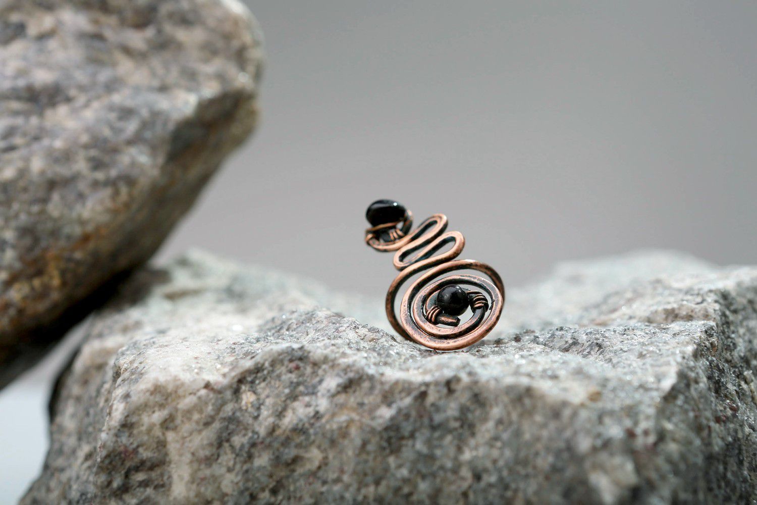 Copper ring with agate photo 2