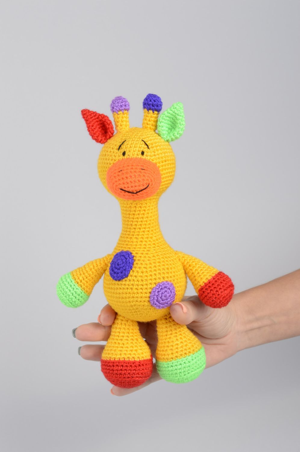 Handmade Häkel Kuscheltier Spielzeug Giraffe Designer Geschenk aus Acryl gelb foto 5