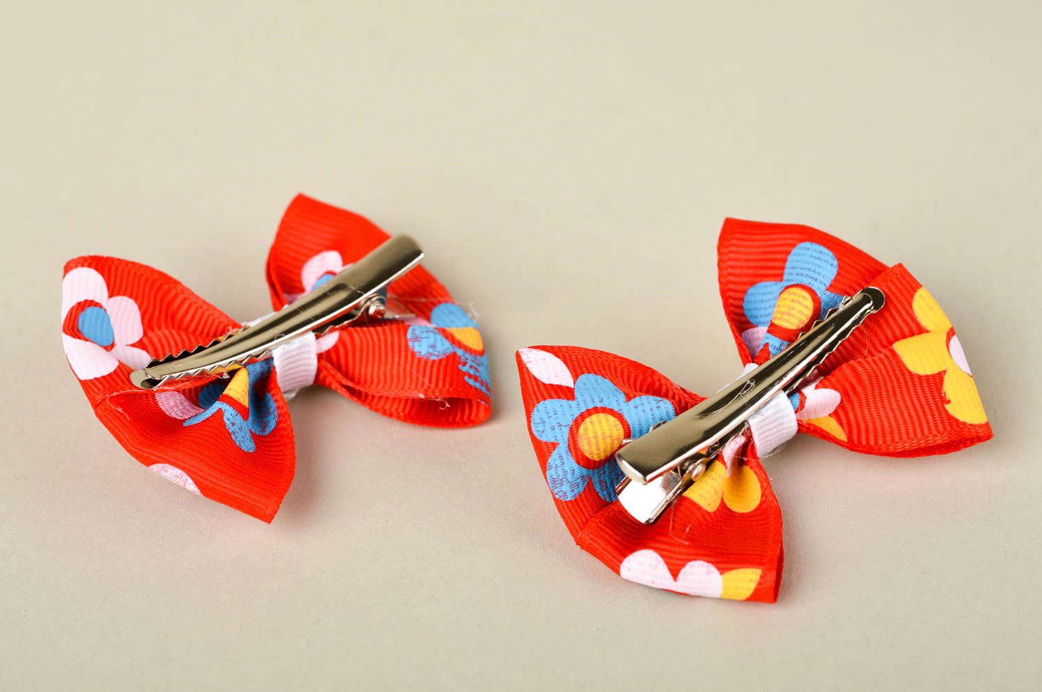 Handmade barrette rep ribbon hair clip set of hair accessories for children photo 3