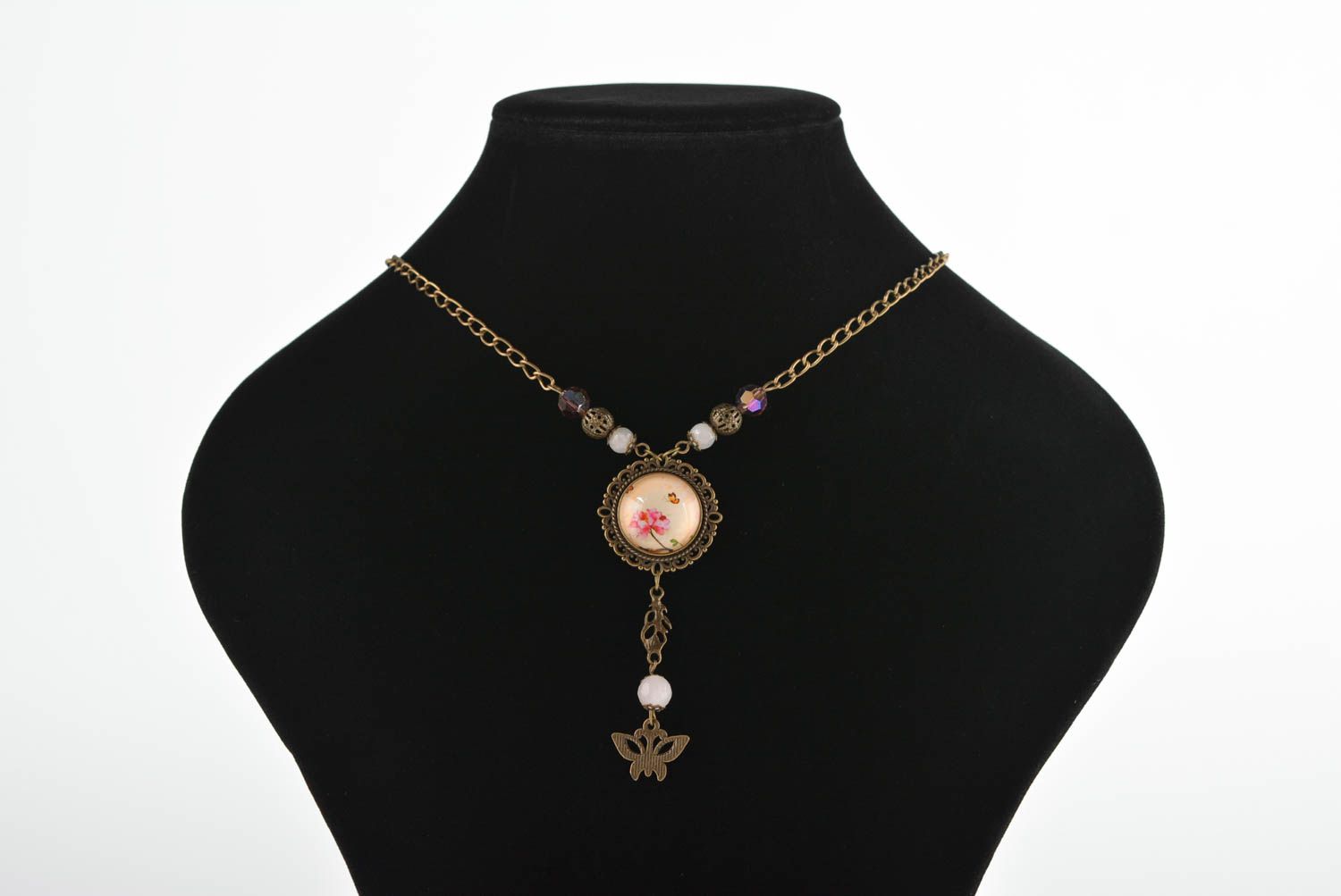 Unusual handmade glass pendant metal necklace metal jewelry designs gift ideas photo 1
