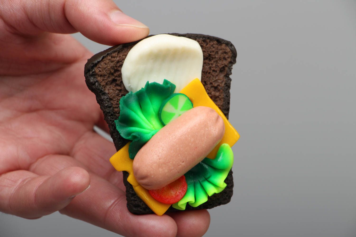 Polymer clay fridge magnet Sandwich photo 4