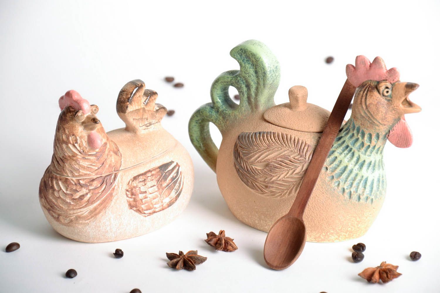 Teiera e porta caramelle fatti a mano utensili da cucina in ceramica idea regalo foto 1