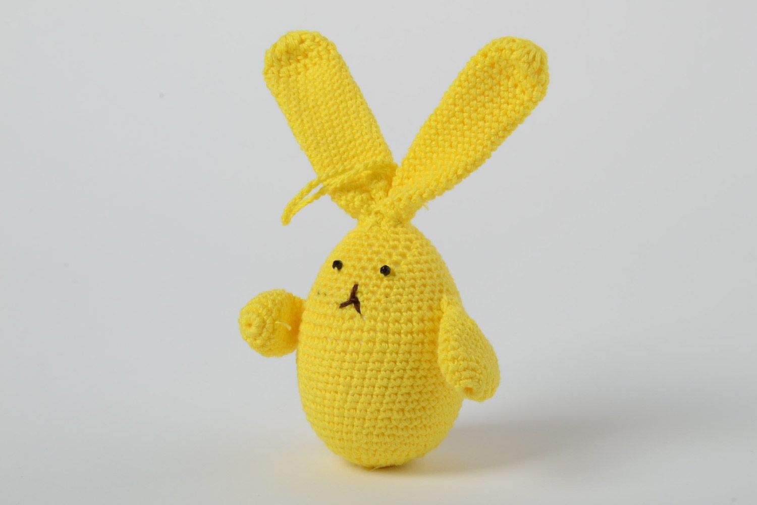 Handmade Easter rabbit crocheted of cotton threads on styrofoam basis  photo 2
