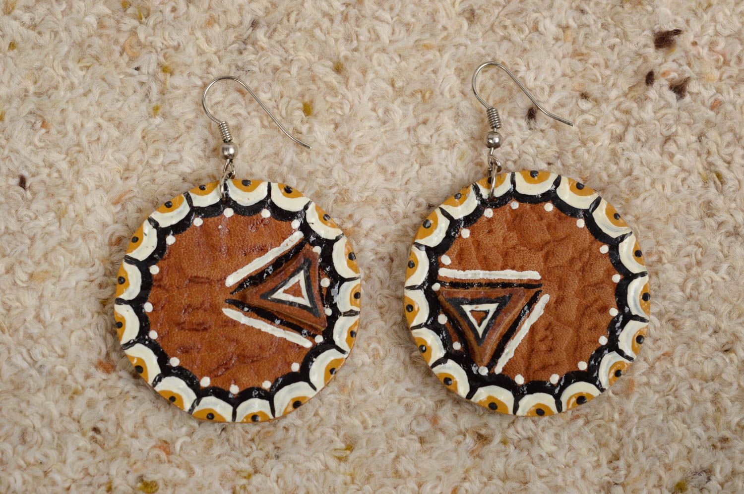 Handmade earrings leather earrings gift ideas unusual jewelry designer accessory photo 1