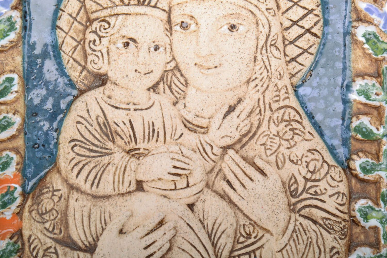 Keramik Wandbild Ikone Mutter Gottes foto 4
