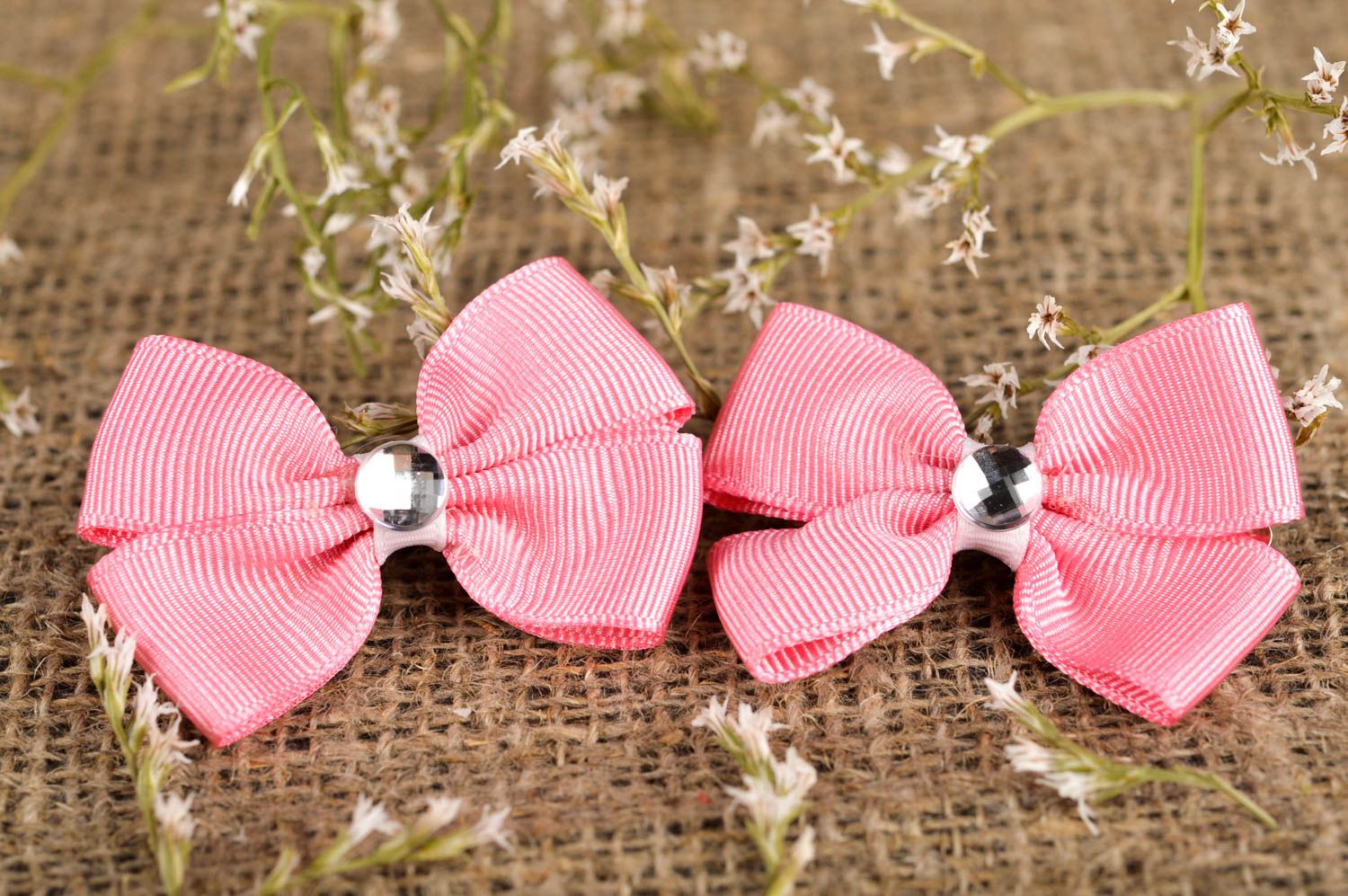 Homemade ribbon hair clips bow hair clips girls hair accessories gifts for girls photo 1