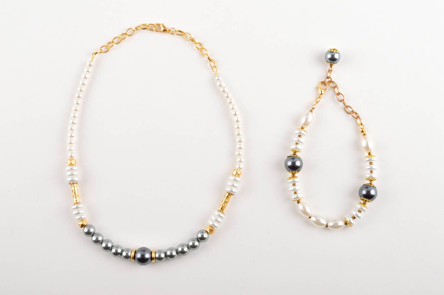 Set fatto a mano di collana e bracciale kit di accessori di perle artificiali foto 2