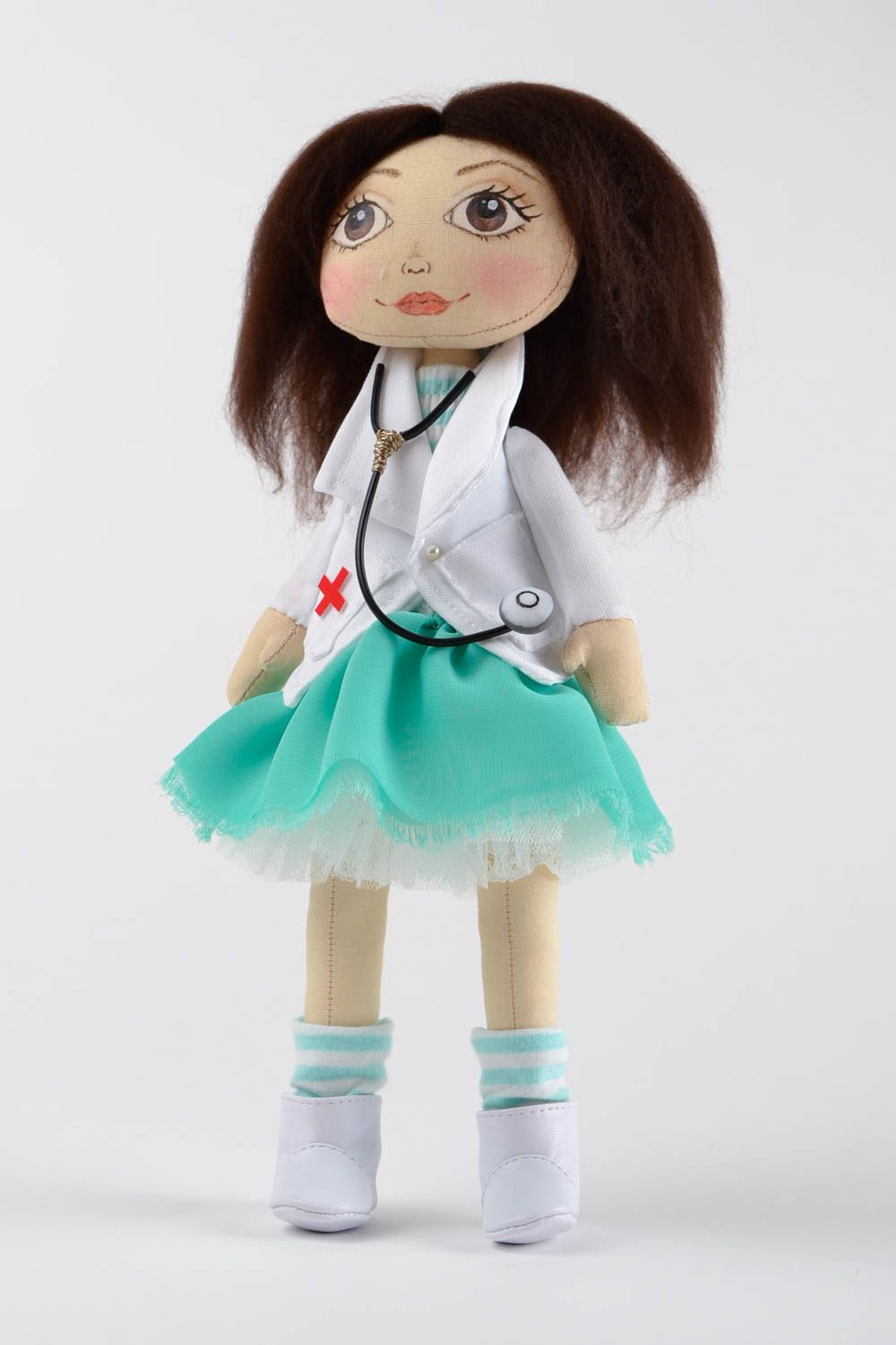 Handmade textile doll designer nurse toy interior idea for present rag toy photo 1