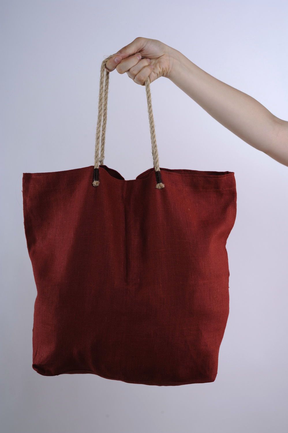 Rote Tasche aus Lein foto 4