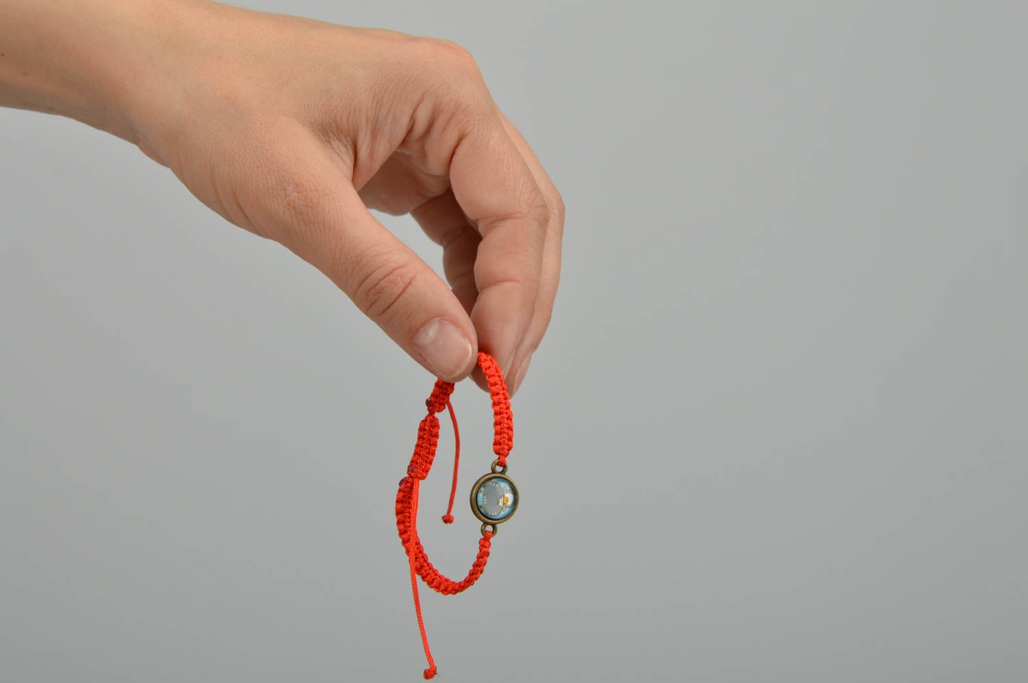 Bracelet tressé en cordon ciré fait main original avec une perle pour femme photo 2