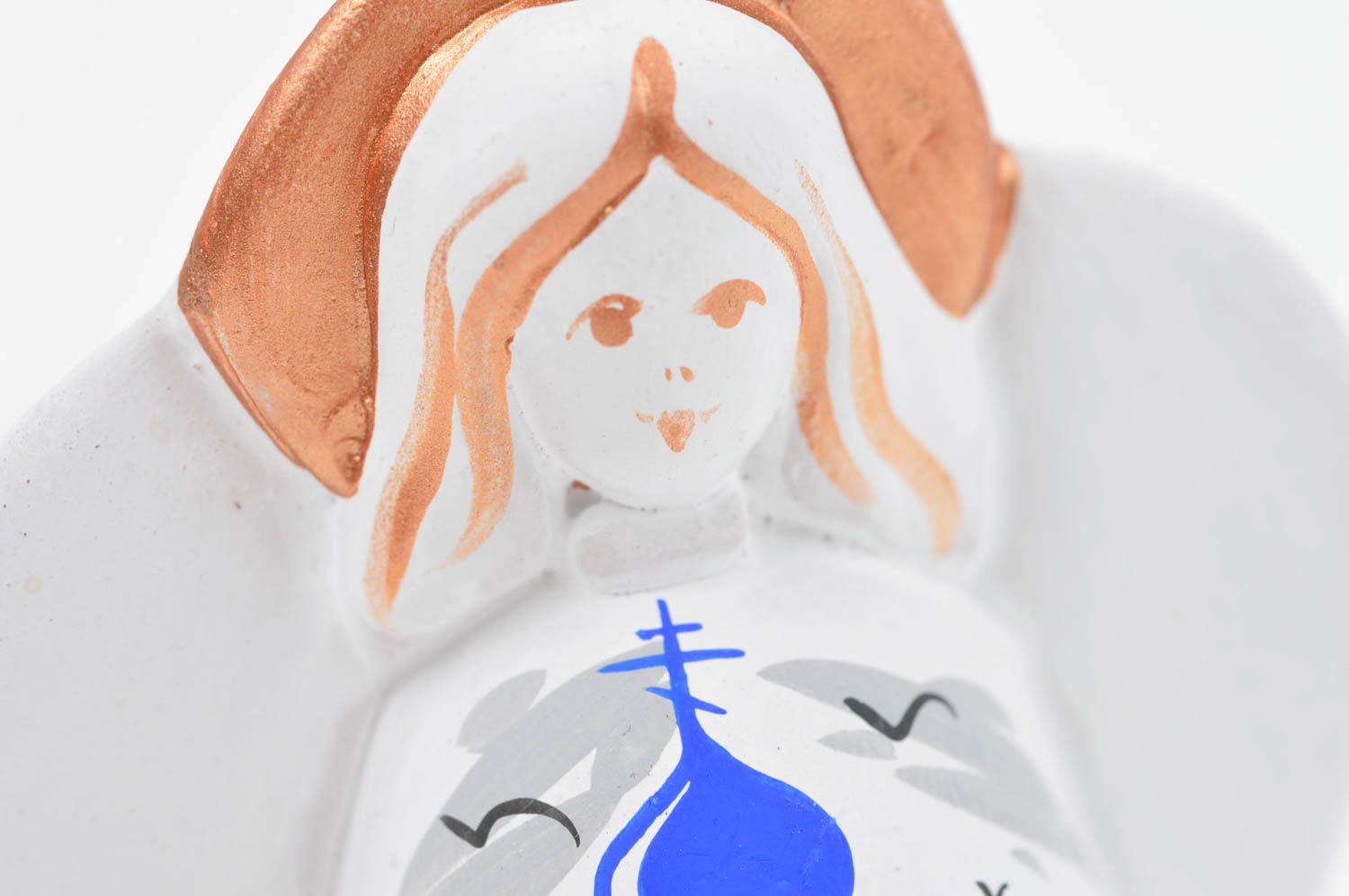 Interessanter Kühlschrankmagnet aus Ton Glöckchen Engel künstlerische Handarbeit foto 5