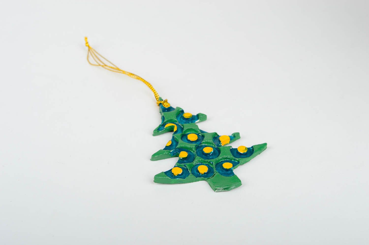 Игрушка на елку handmade декор для дома игрушка из глины Елочка зеленая фото 3