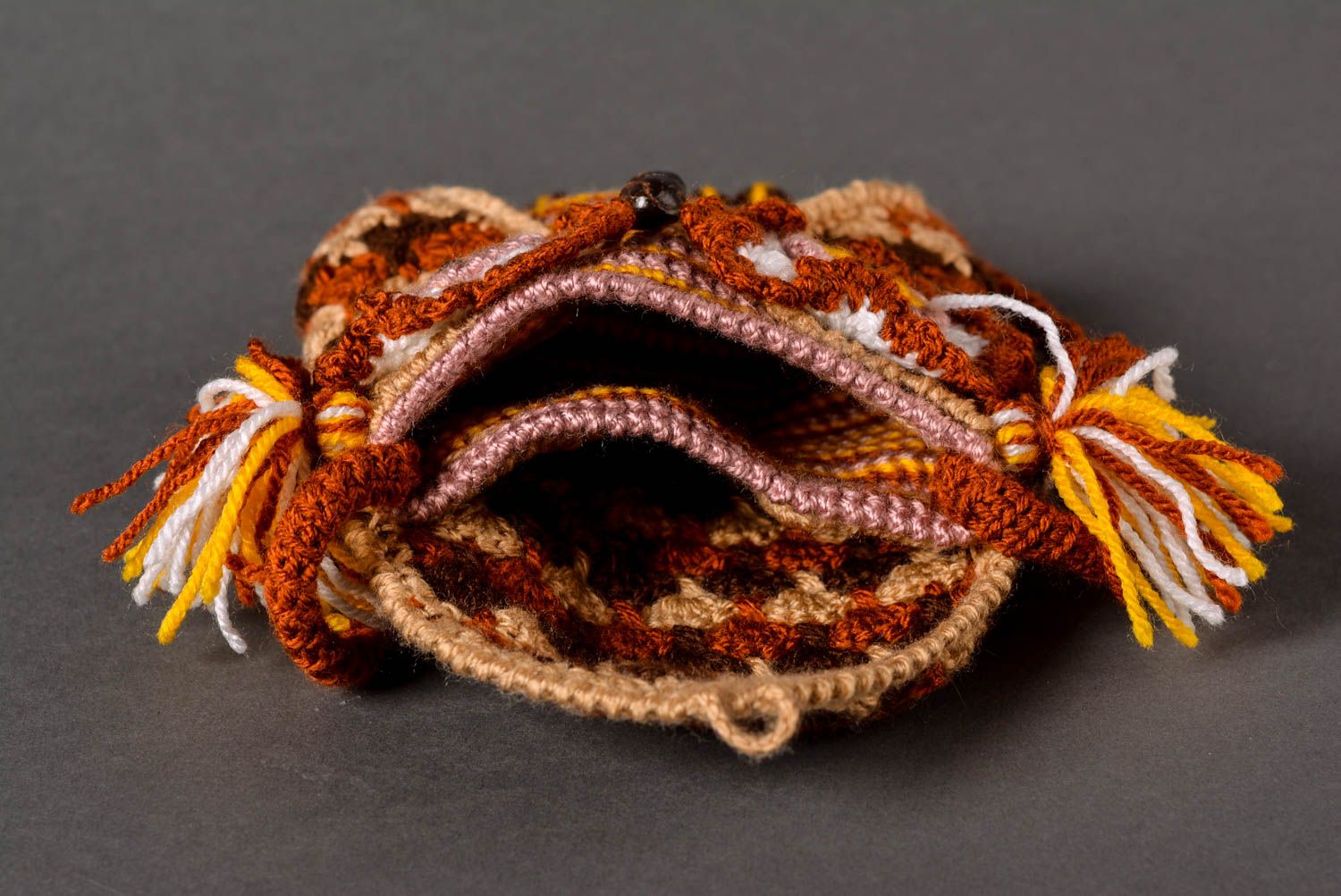 Sac hibou fait main Sac tricoté en laine et acrylique Accessoire original photo 5