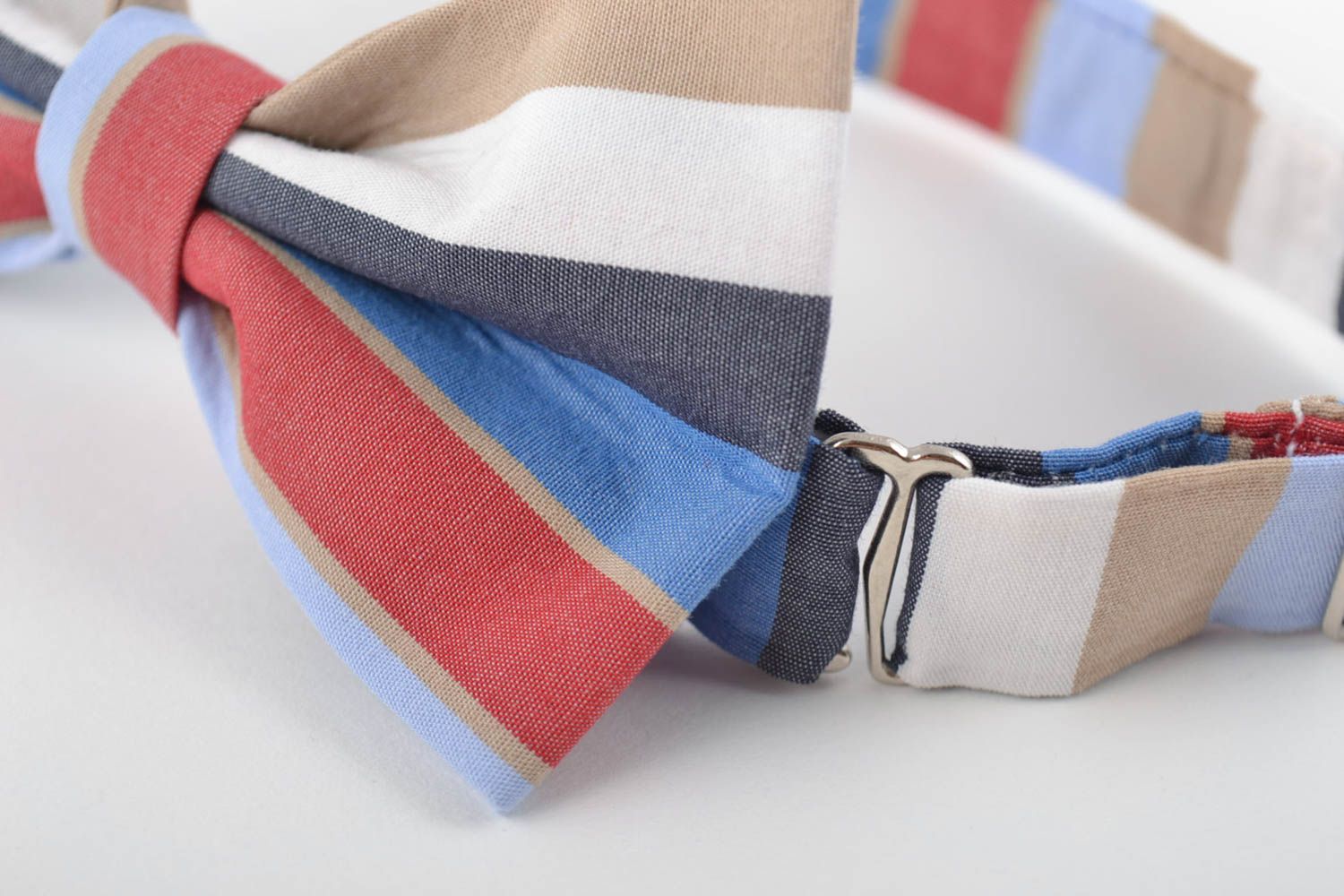 Unusual stylish handmade children's striped fabric bow tie photo 2