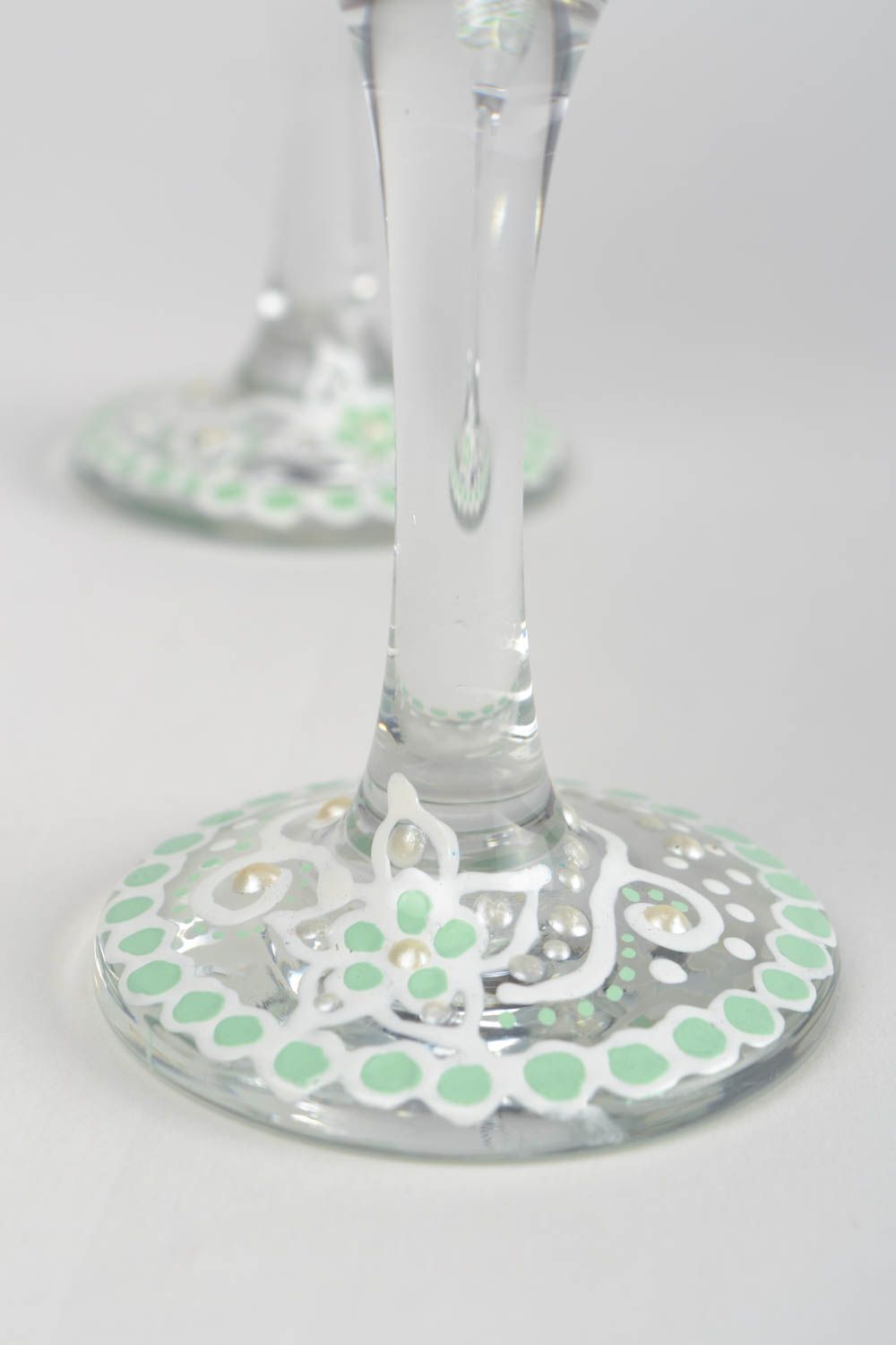 Hochzeit Sektgläser aus Glas mit Vitrage Bemalung 2 Stück handmade für Dekor foto 5