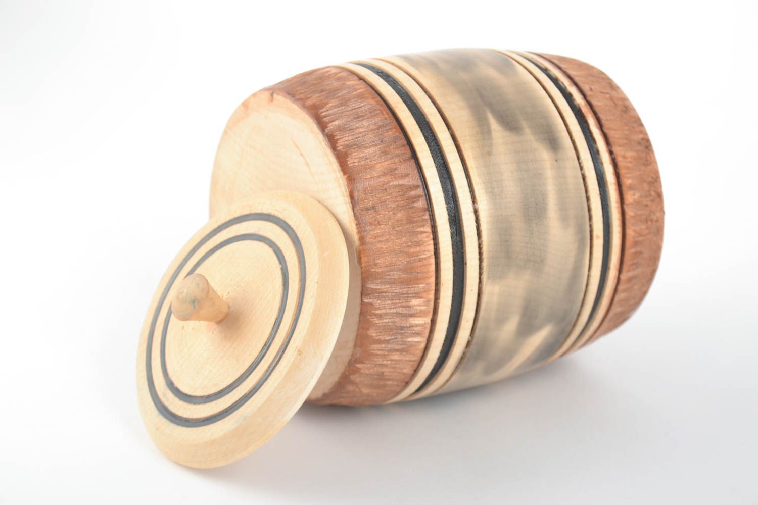 Handmade wooden barrel stylish designer barrel unusual cute kitchen vessel 1 l photo 5