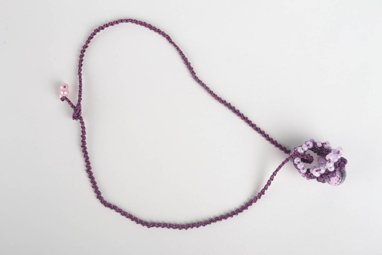 Handmade textile pendant unusual jewelry set beaded ring cute accessories photo 3