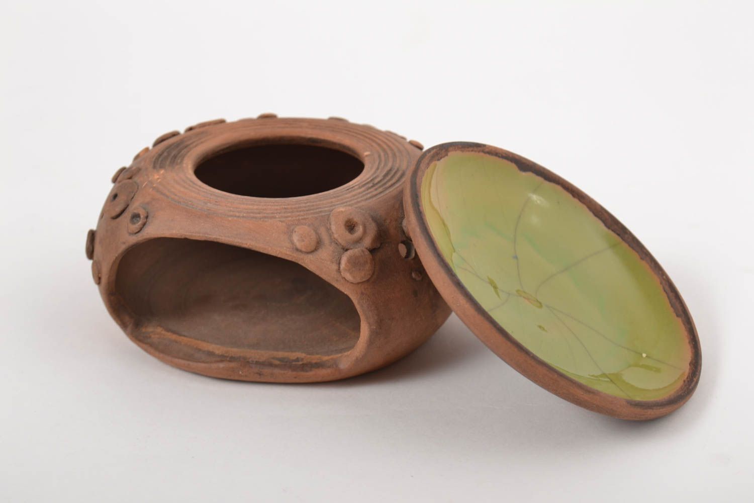 Kerzenhalter Keramik handmade Deko Kerzenhalter Teelichthalter aus Ton rund foto 7