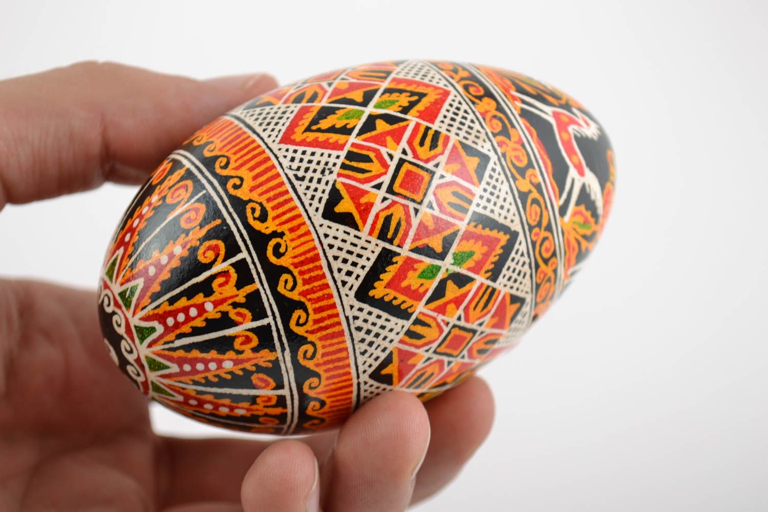 Пасхальное яйцо гусиное в технике росписи акриловыми красками писанка ручной работы фото 2