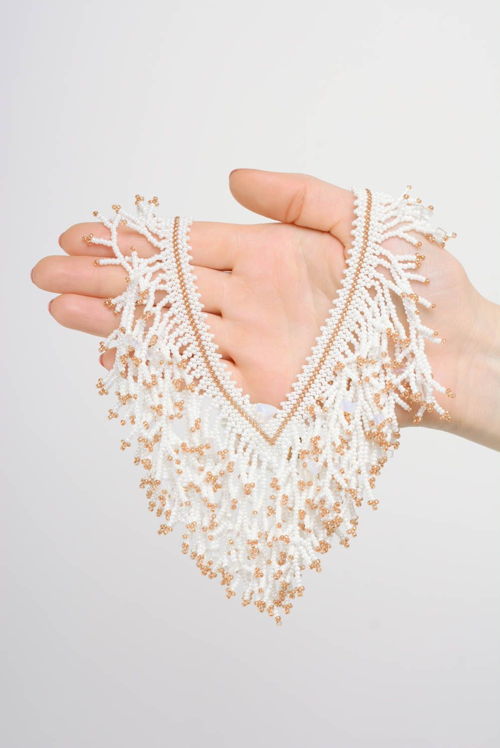 Helles Collier handmade aus Glasperlen ungewöhnlich mit Kugeln für Mode Damen foto 4