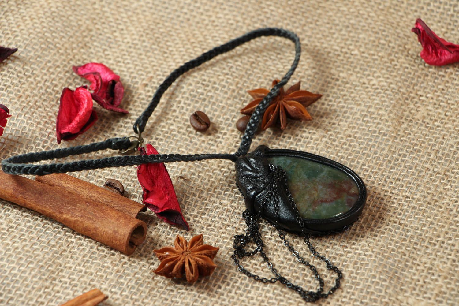 Leather pendant with a bloodstone Rockstar photo 5