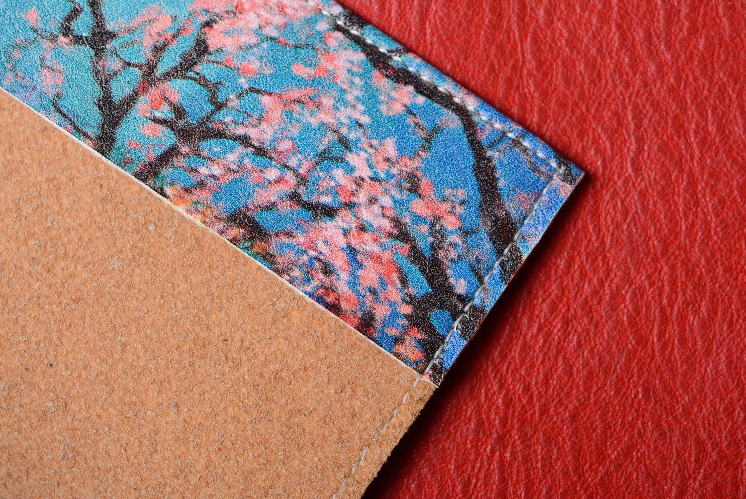 Homemade leather passport cover with print Paris photo 5