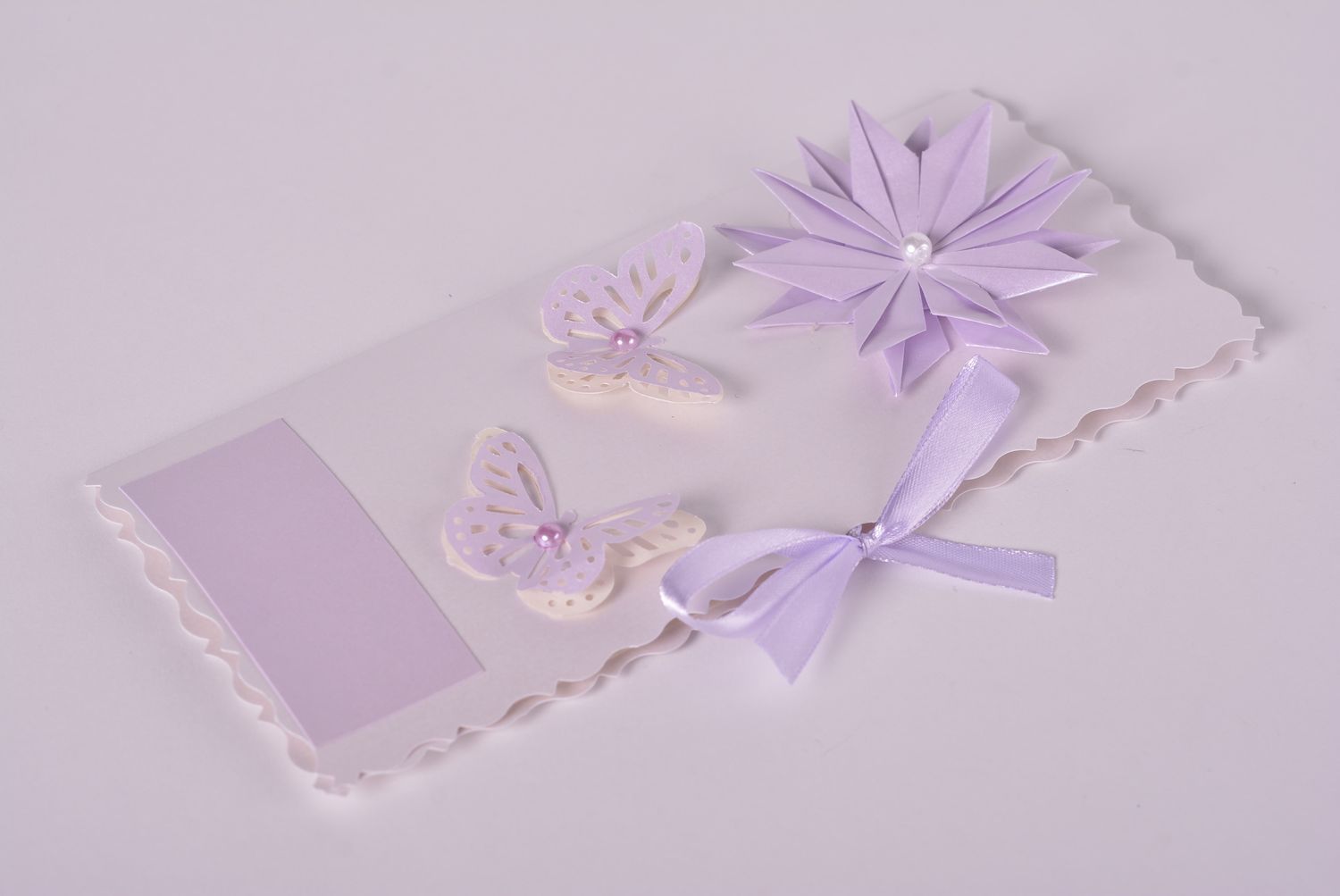 Carte de voeux scrapbooking faite main avec papillons et fleur Petit cadeau photo 1