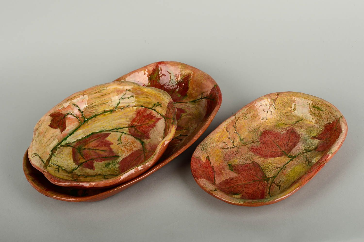 Juego de platos artesanales vajilla moderna 3 platos de cerámica pintados  foto 3