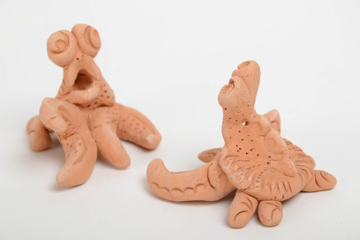 Handmade designer clay interior statuettes of crabs 2 pieces home decor photo 3