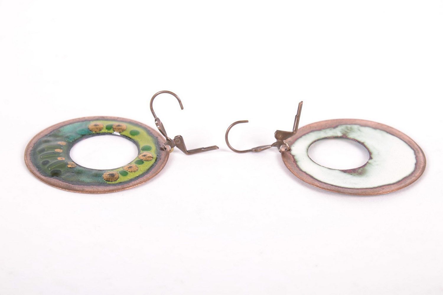 Round copper earrings photo 2