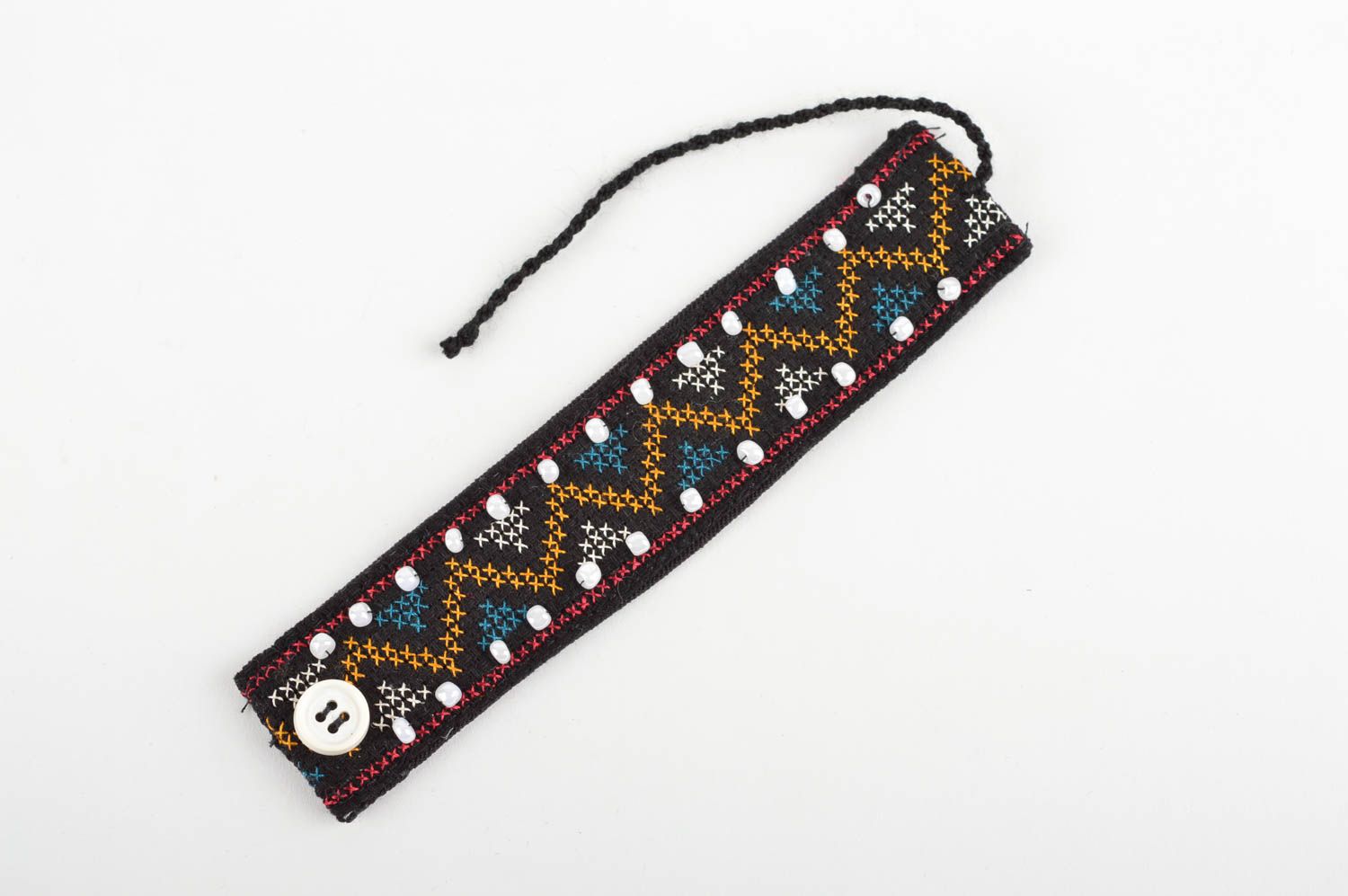 Bracelet textile Bijou fait main Accessoire femme ethnique brodé moulinés photo 2