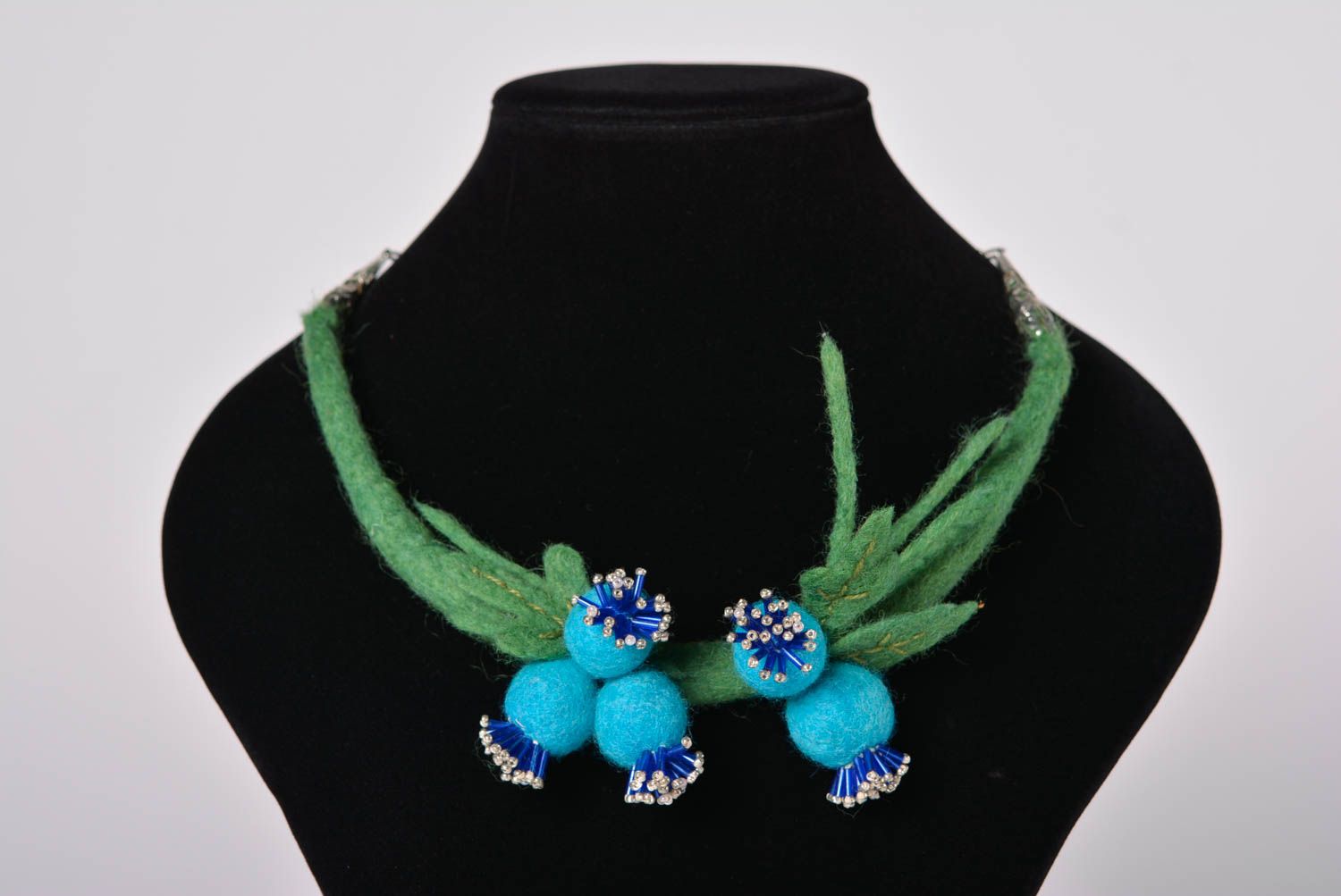 Unusual textile necklace handmade woolen necklace elegant cute accessory photo 3