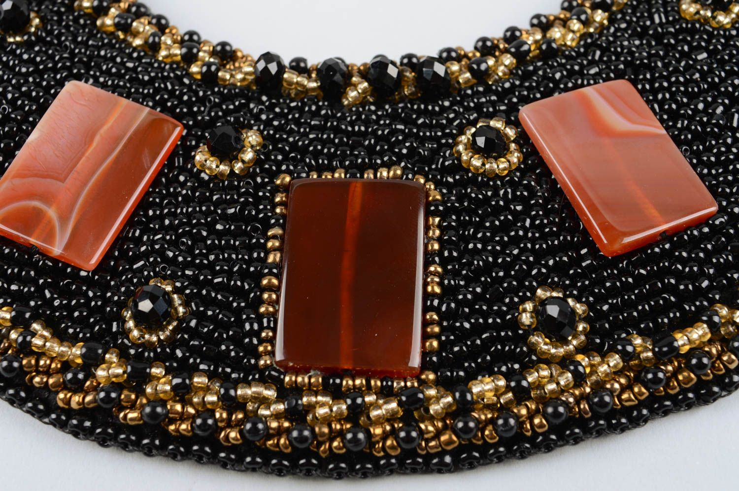 Ungewöhnliche Halskette aus Glasperlen handmade Rocailles Kette Designer Schmuck foto 3