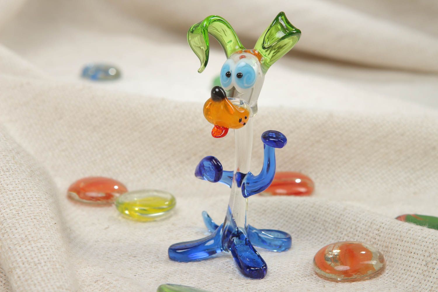 Figurine miniature en verre au chalumeau multicolore décorative faite main Chien photo 5