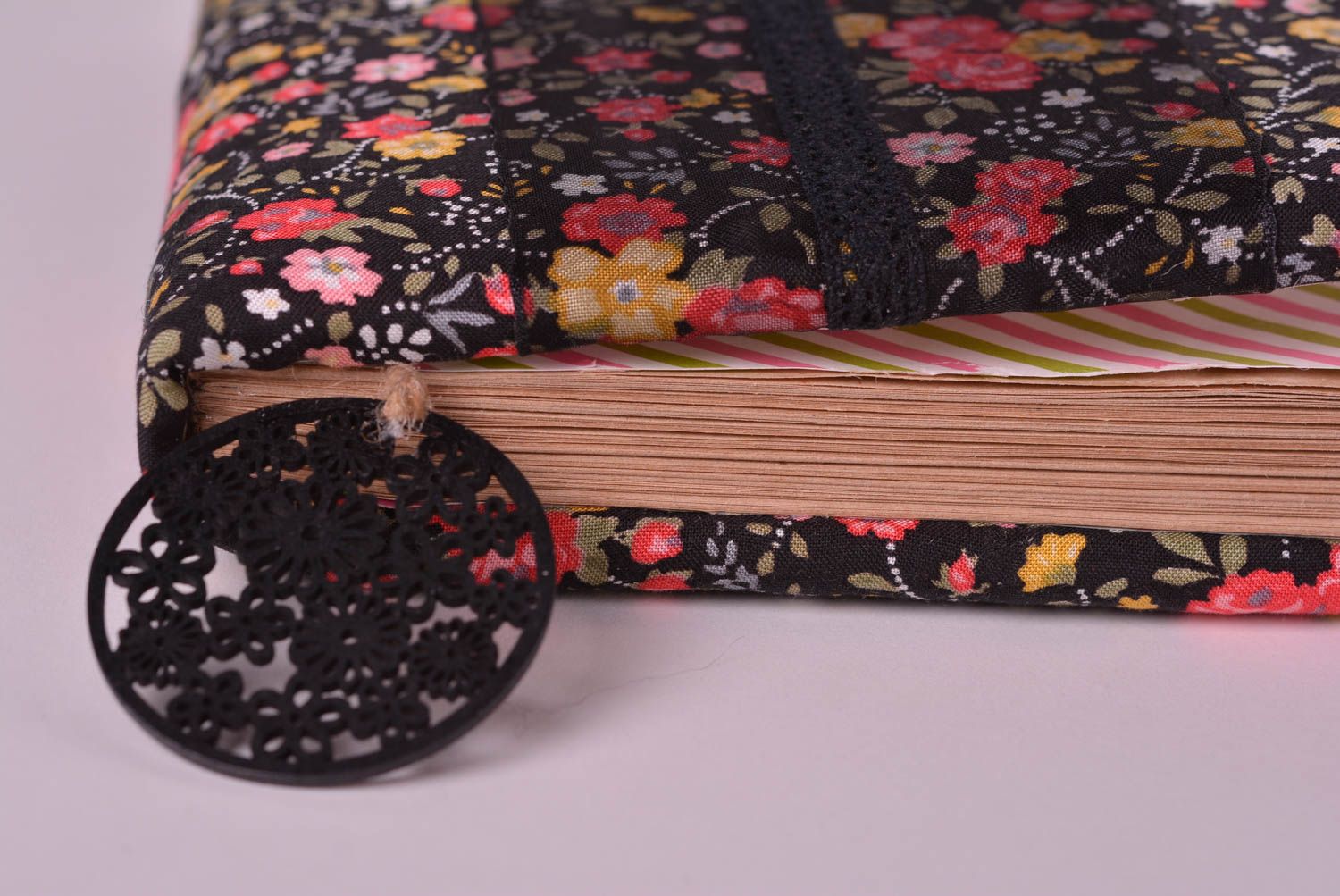 Handmade notebook handmade sketchbook black floral notepad unusual gift for girl photo 3