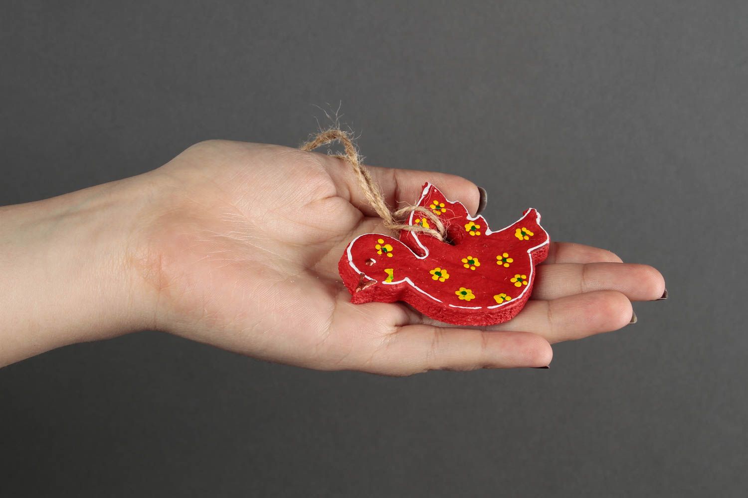 Figura decorativa hecha a mano roja regalo artesanal decoración para Año Nuevo foto 2