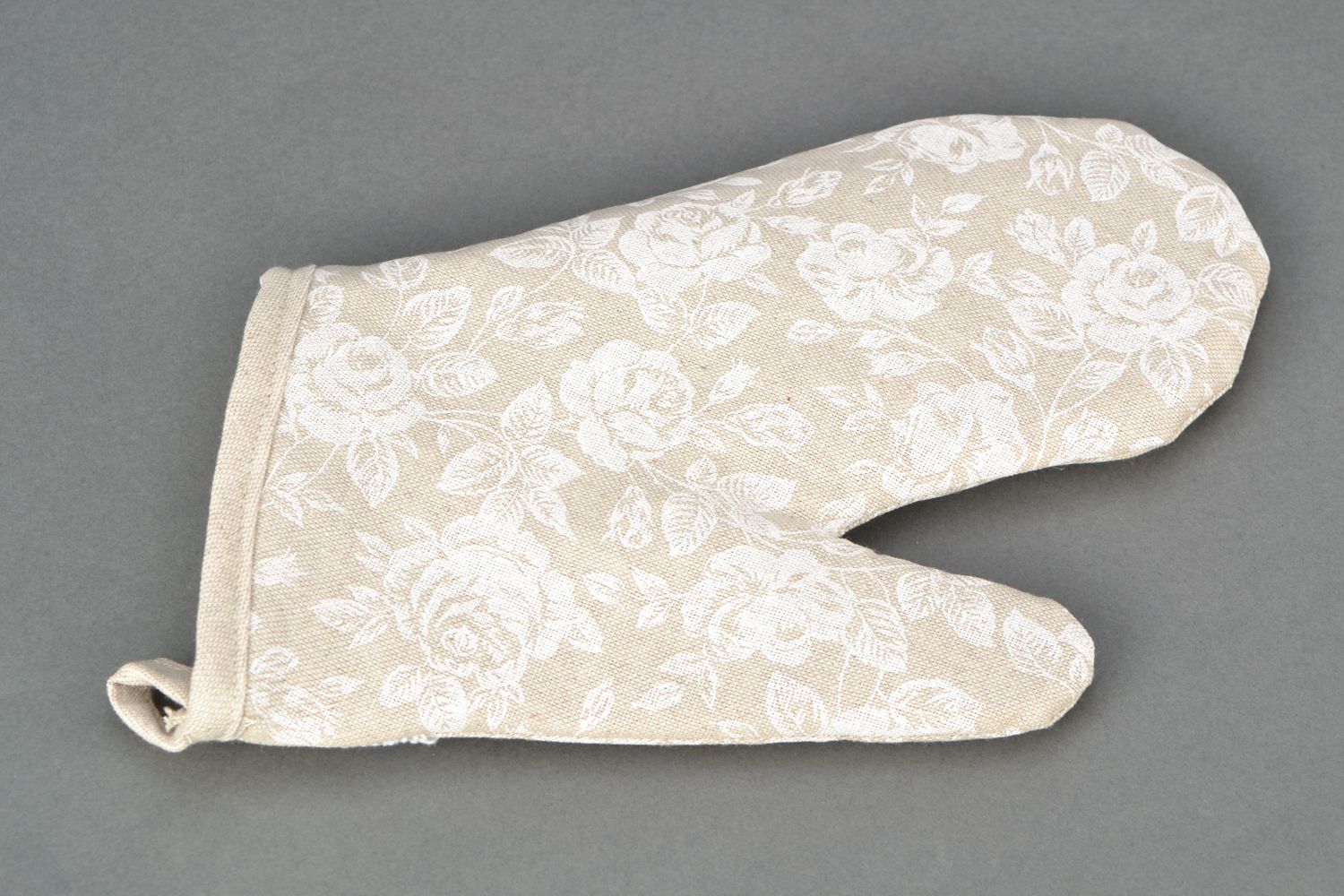 Manique en coton naturel blanche à motif floral faite main pour cuisine Rose photo 4
