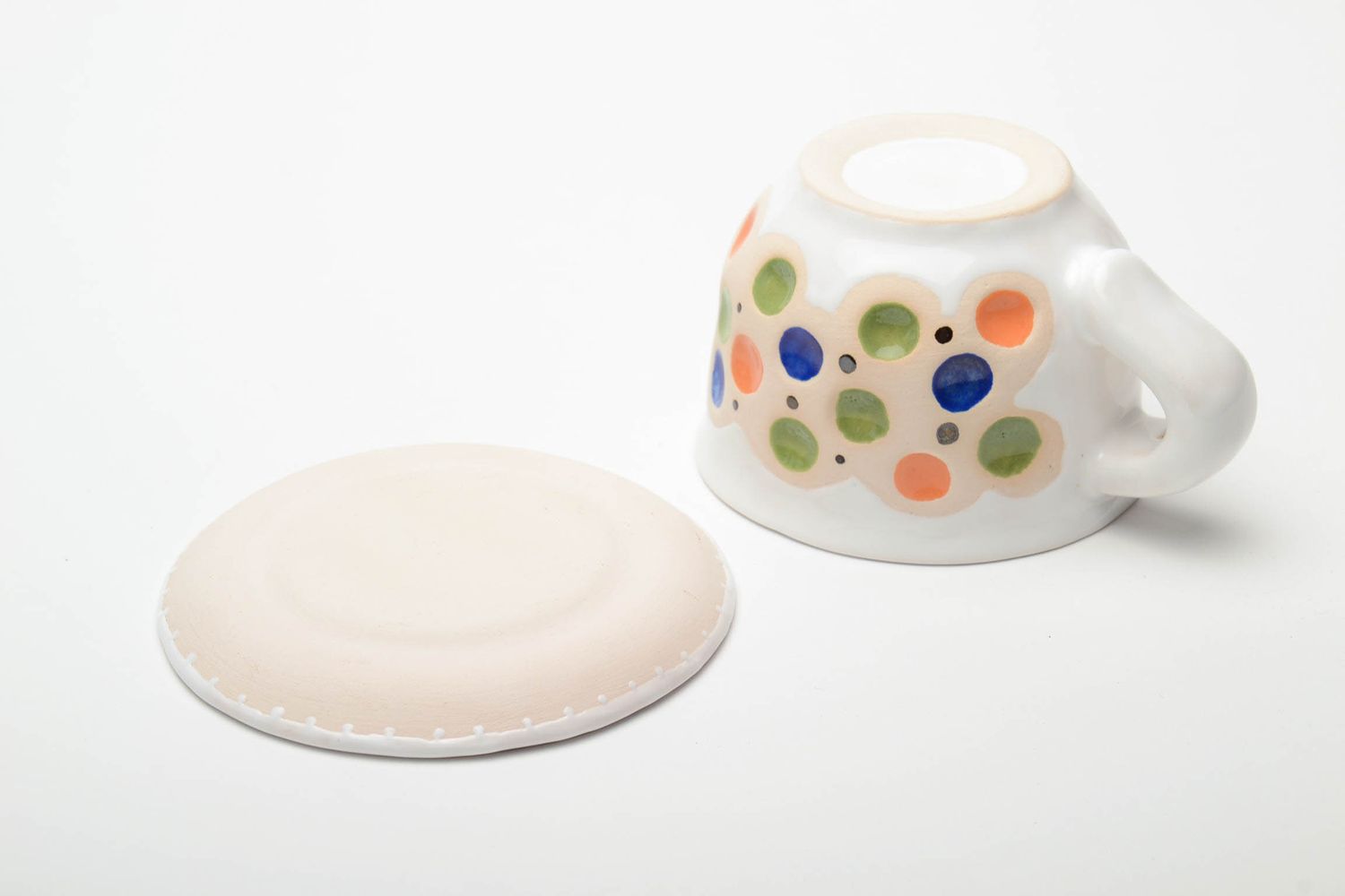 Tazza in ceramica con piattino fatta a mano stoviglie in ceramica idea regalo foto 4