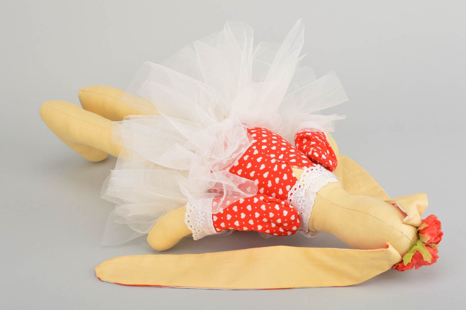 Peluche lièvre en coton hypoallergénique faite main décorative originale photo 4