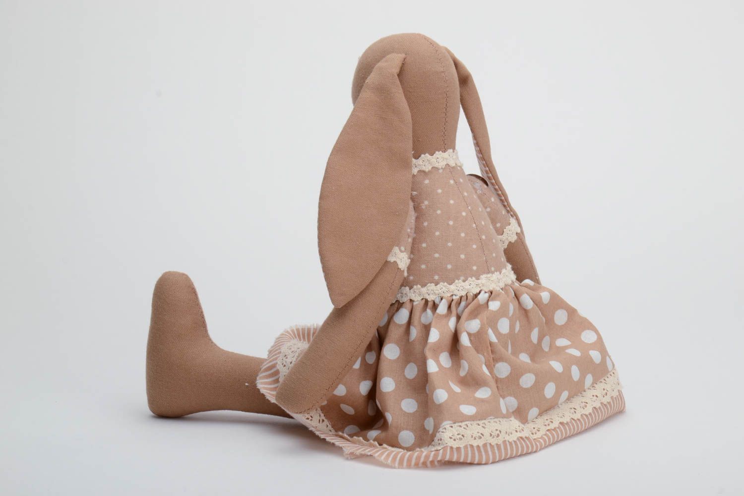 Мягкая кукла ручной работы из хлопка для декора дома или в подарок ребенку Зайка фото 4