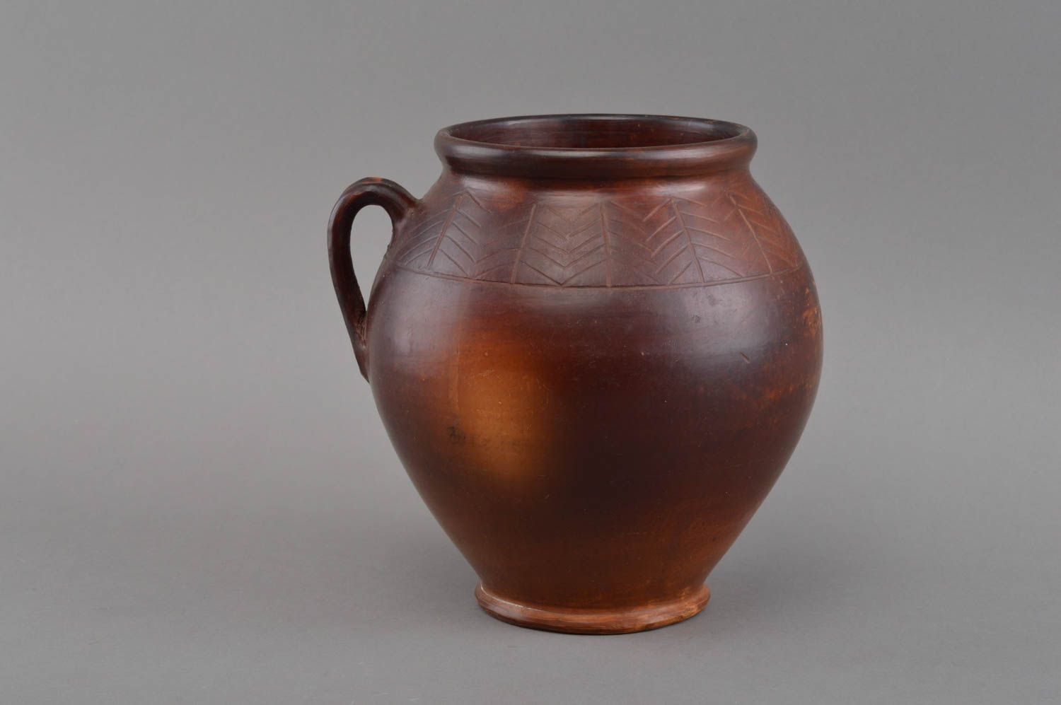 Grand pot à cuire céramique fait main écologique marron original joli 3 L photo 2