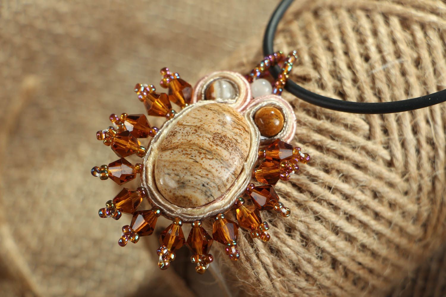 Unusual pendant with natural stones photo 5
