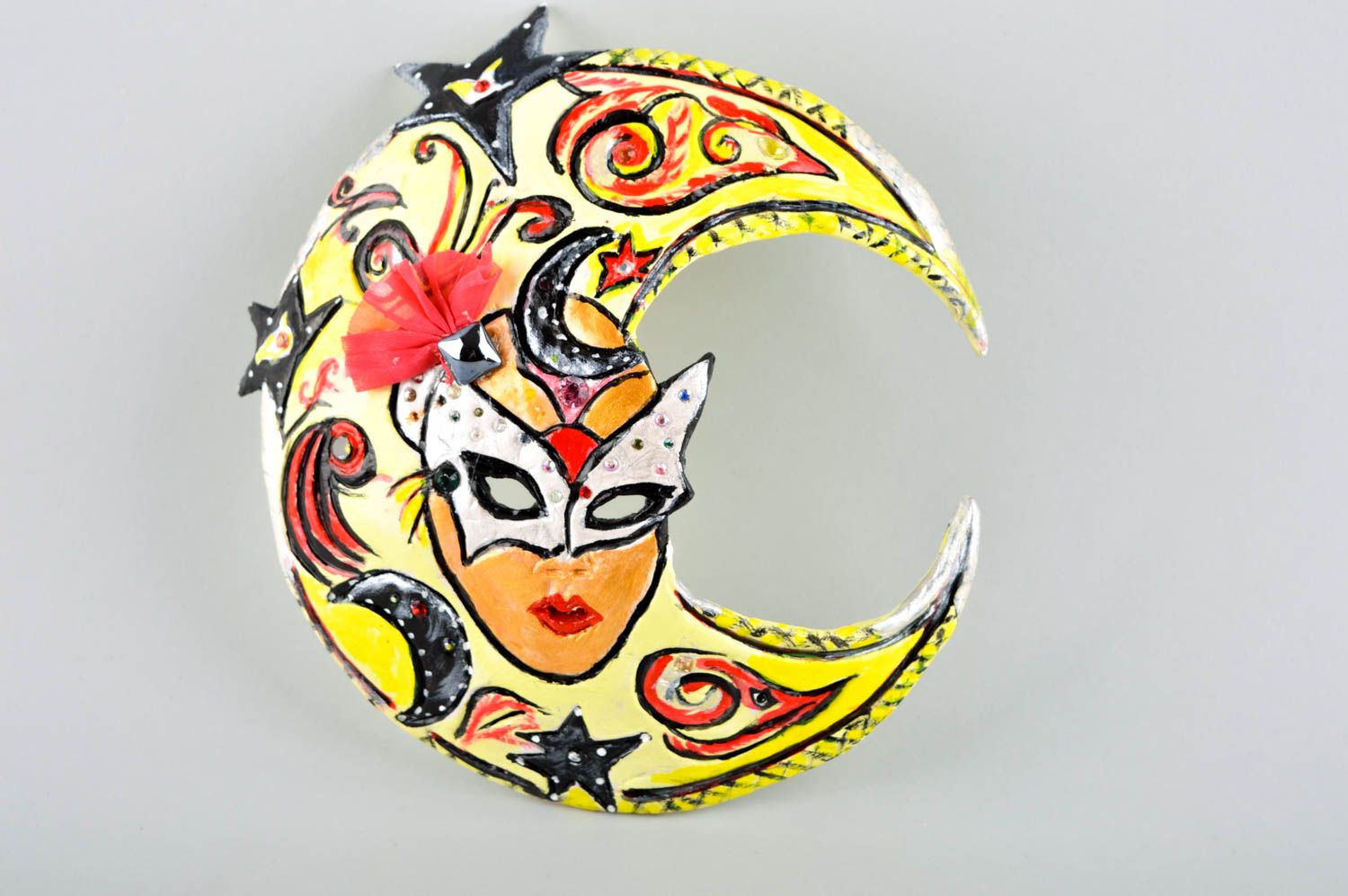 Panel decorativo hecho a mano regalo personalizado máscara artesanal Luna foto 1