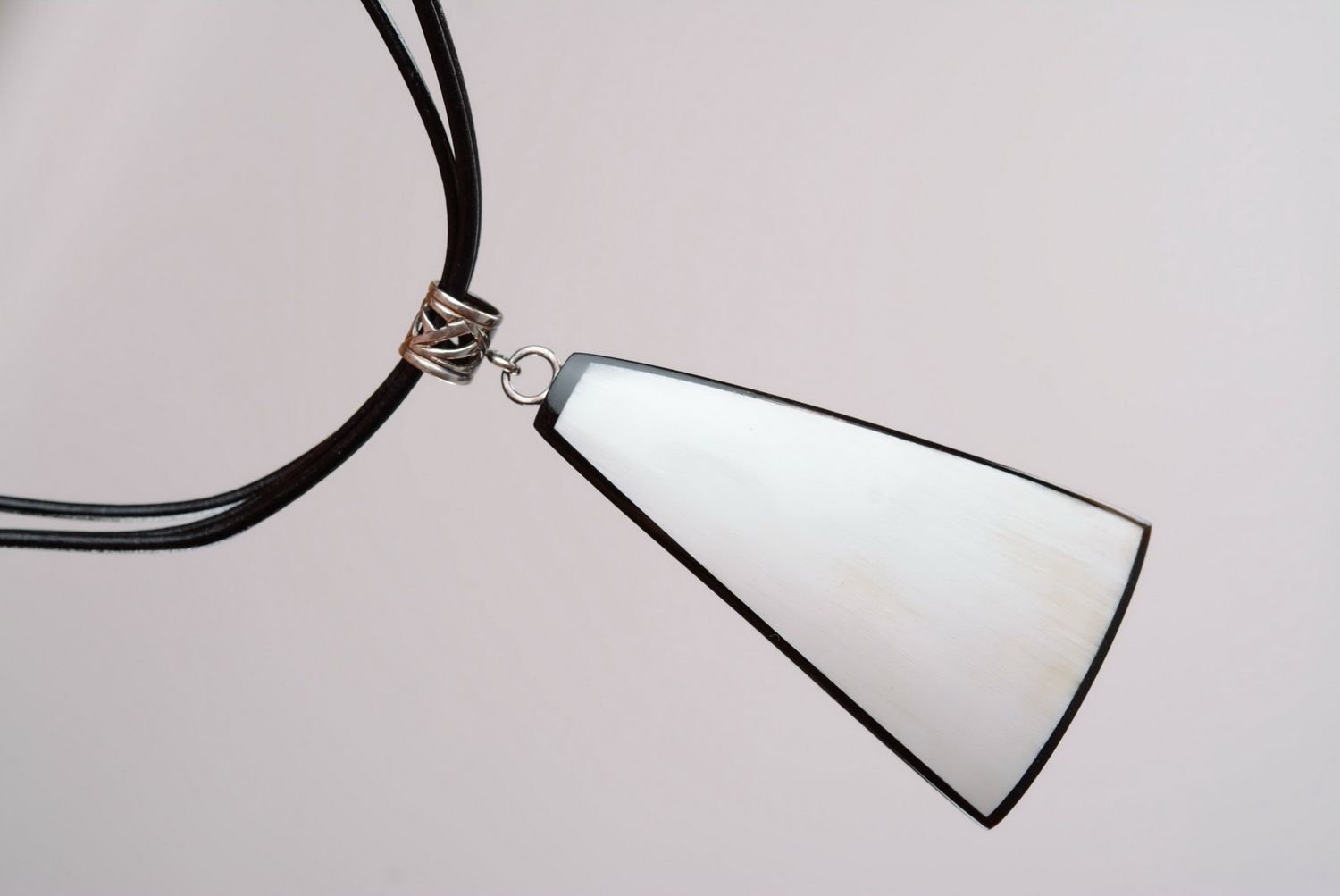 Pendant made of natural cow horn photo 5