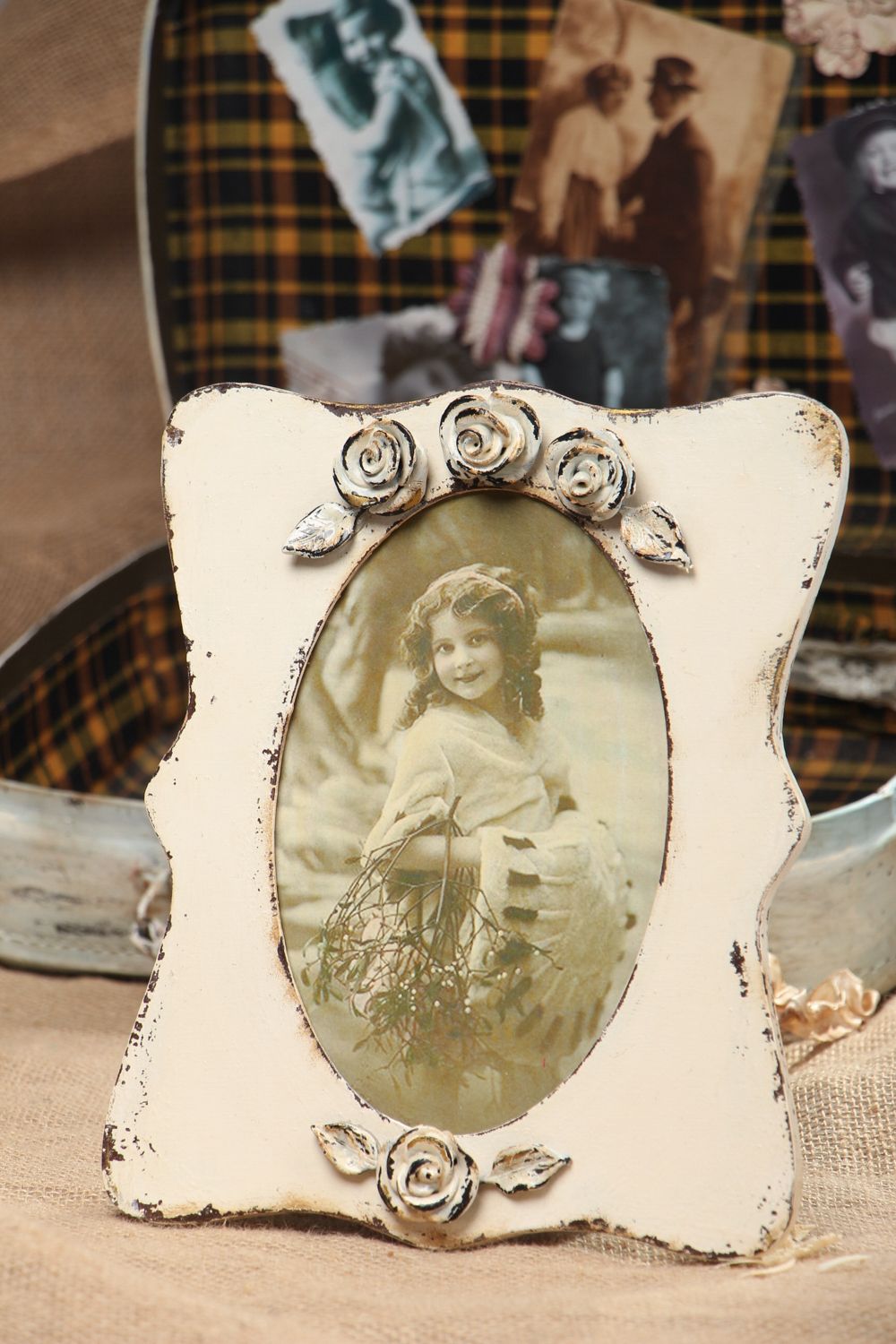 Artificially aged wooden photo frame photo 5