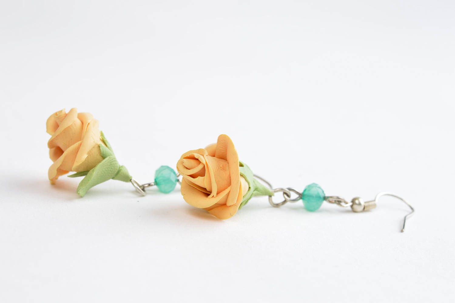 Handmade stylish cute earrings designer flower earrings unusual accessory photo 3