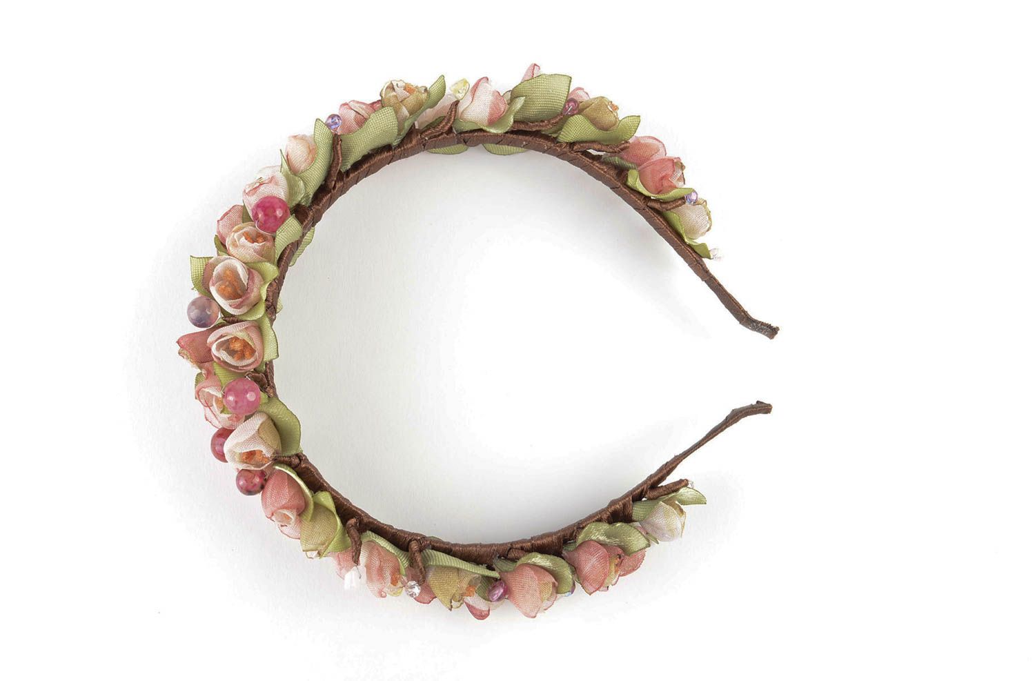 Diadema artesanal accesorio para el cabello con flores rosa regalo original foto 5